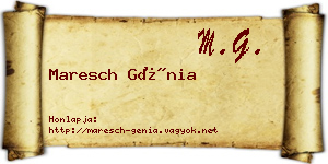 Maresch Génia névjegykártya
